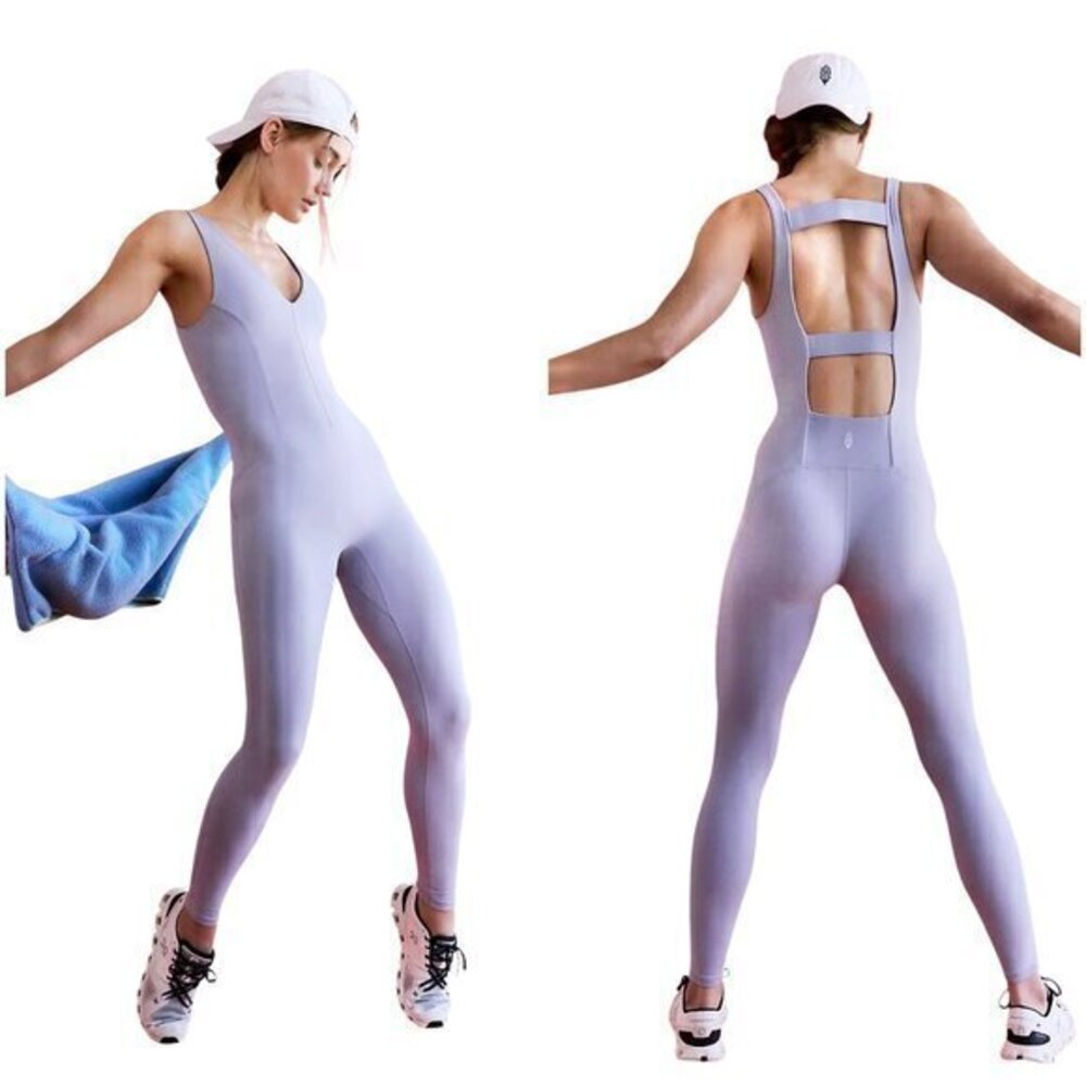 Free People Movement Never Better One-Piece Jumpsuit in Platinum Purple Size S